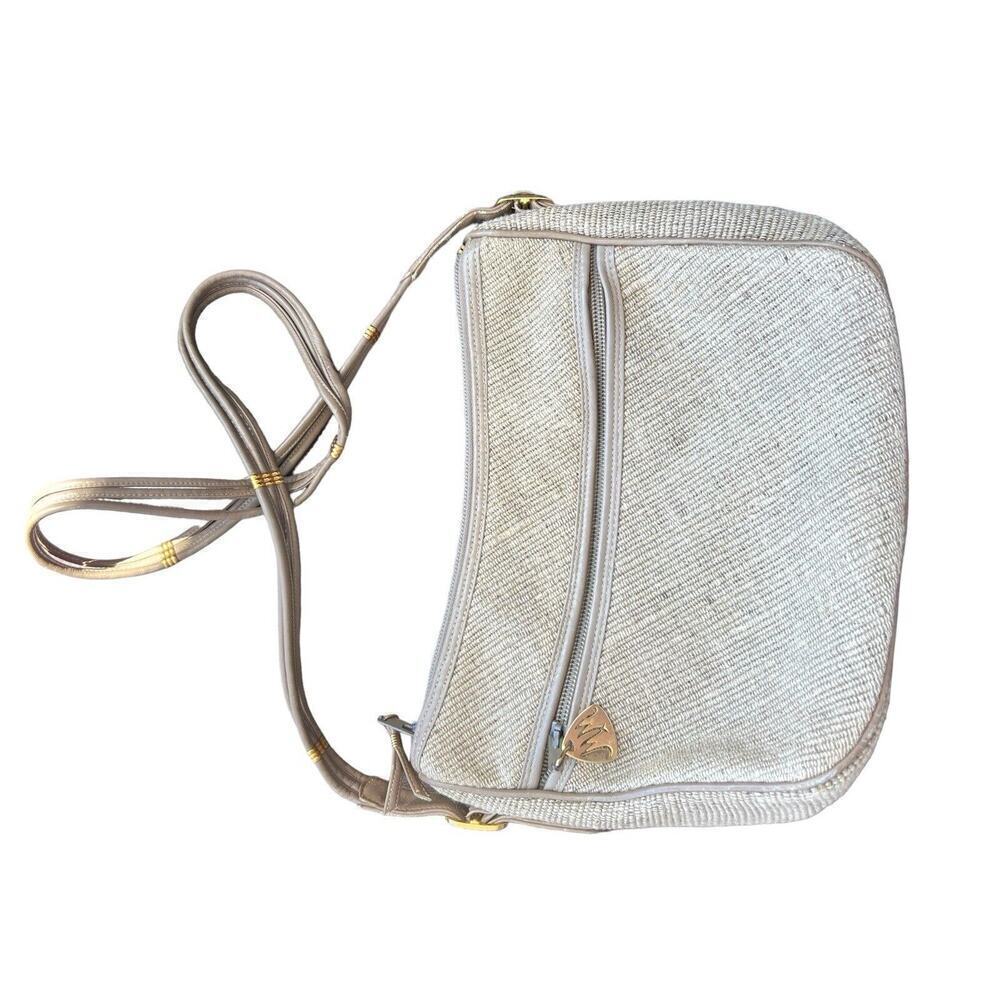 Vintage Morris Moskowitz Cloth Leather Purse MM gold Hardware Shoulder Bag - Picture 5 of 8